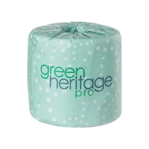 Green Heritage Pro White Toilet Paper Roll, 2-Ply, 4 3/8" × 3 1/8", 500 Sheets/Roll - (96/Case)