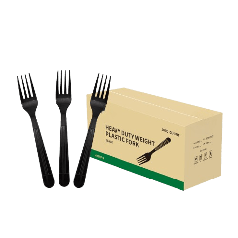 7.2" Black Heavy Weight Plastic Forks - (1000/Case)