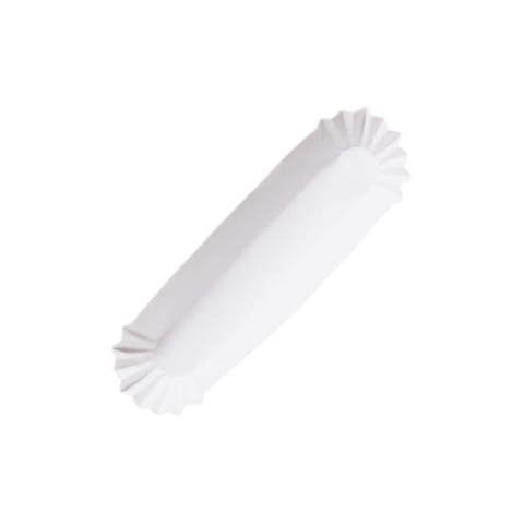 Hoffmaster 10" White Paper Fluted Hot Dog Tray, Heavy Weight - (3000/Case) 610735