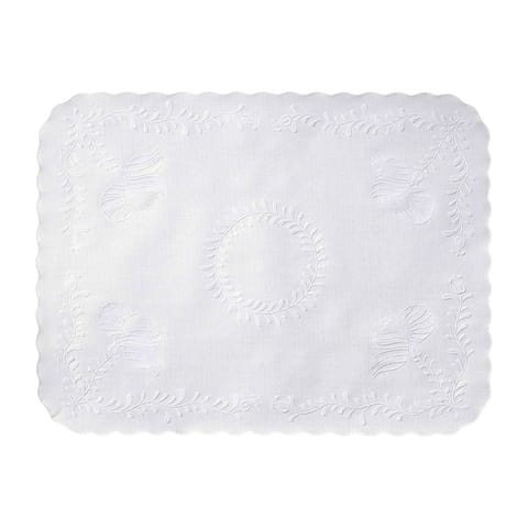 Hoffmaster 10" x 14" White Paper Anniversary Embossed Placemat, Straight Edge - (1000/Case) PM30659