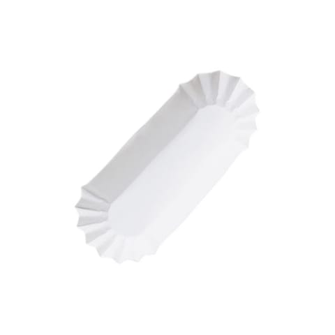 Hoffmaster 6" White Paper Fluted Hot Dog Tray, Medium Weight - (500/Case) 610740