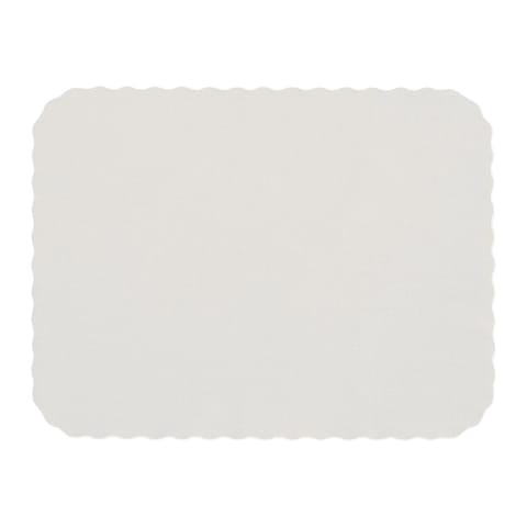 Hoffmaster 9 3/4" x 13 3/4" White Paper Knurl Embossed Placemat, Scalloped Edge - (1000/Case) PM32052