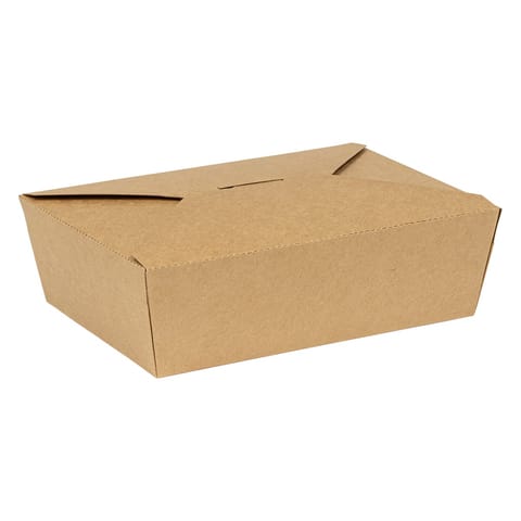 Inno-Pak 192045724 Innobox Edge Kraft Paper Take-Out Container, #4, 7 3/4" x 5 1/2" x 3 1/2" - (90/Case)