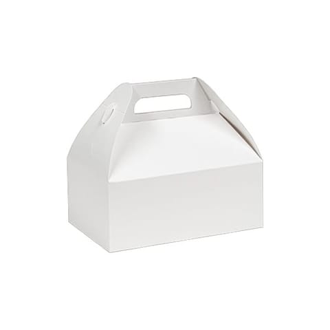 Inno-Pak 5 lb White Barn Take-Out Box with Handle, 8 1/2" x 5 1/2" x 3 1/2" - (150/Case) 11382819