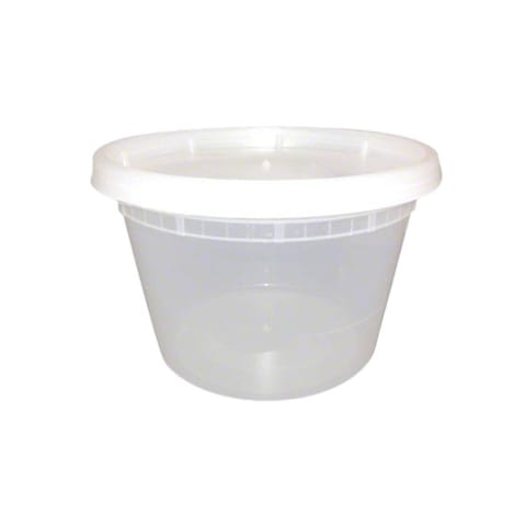 Kari-Out Tripak 12 oz. Clear PP Plastic Deli Container With Lid, Microwave-Safe, Combo Pack - (240/Case) TD40012