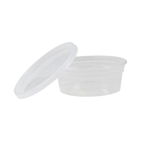 Kari-Out Tripak 8 oz. Clear PP Plastic Deli Container With Lid, Microwave-Safe, Combo Pack - (240/Case) TD40008