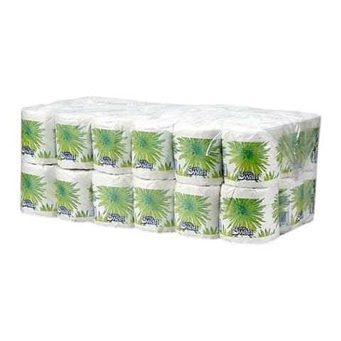 Kruger Swan White Toilet Paper Roll, 2-Ply, 4 3/16" × 3 13/16", 325 Sheets/Roll - (36/Case) 10325