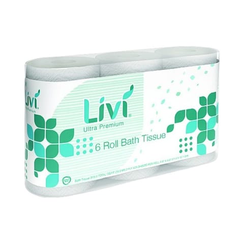 Livi VPG Premium White Toilet Paper Roll, 2-Ply, 4 1/2" x 5", 425 Sheets/Roll - (36/Case) 292101