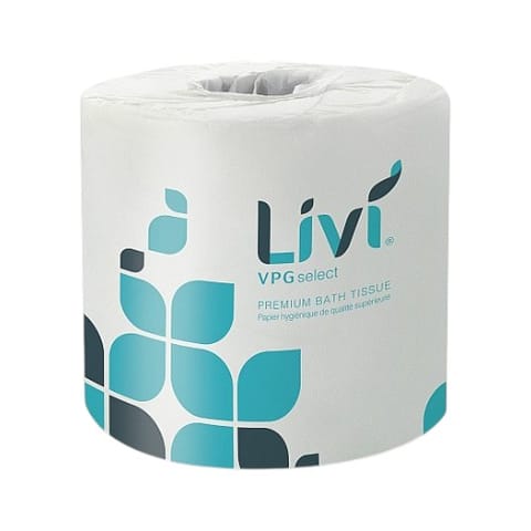 Livi VPG Select White Toilet Paper Roll, 2-Ply, 4 1/16" x 3 3/4", 500 Sheets/Roll - (80/Case) 21547
