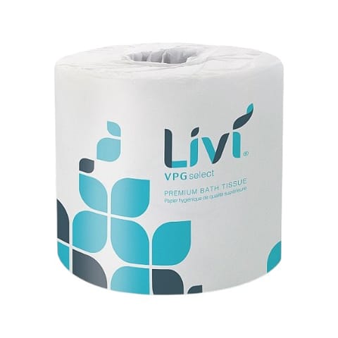 Livi VPG Select White Toilet Paper Roll, 2-Ply, 4 1/2" x 4", 420 Sheets/Roll - (60/Case) 21556