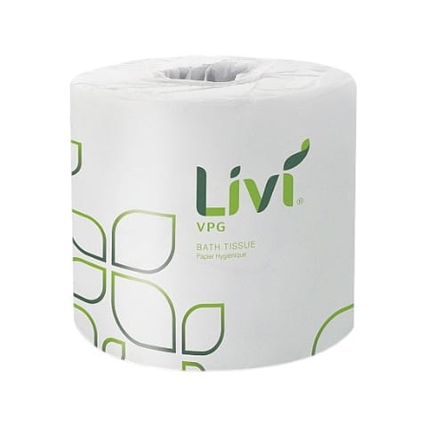 Livi VPG White Toilet Paper Roll, 2-Ply, 4 1/16" x 3 3/4", 400 Sheets/Roll - (96/Case) 21722
