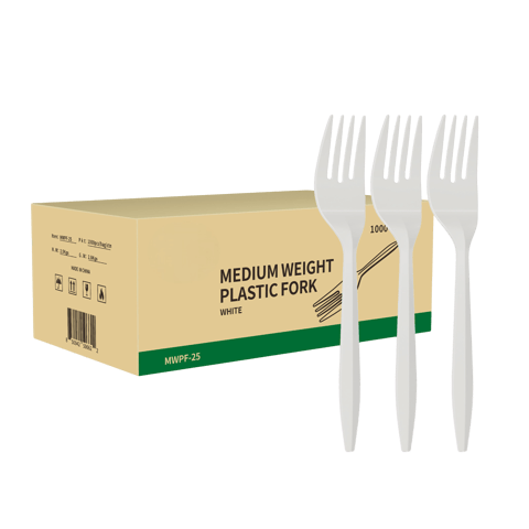 6" White Medium Weight Plastic Forks - (1000/Case)