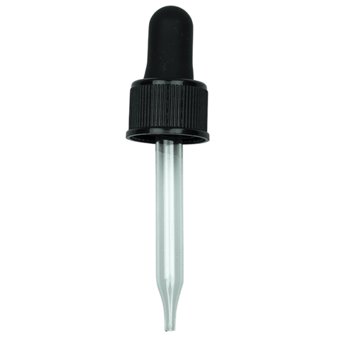 NON CRC (Child Resistant Closure) Dropper - Black - 66mm 18-400(1400/case)