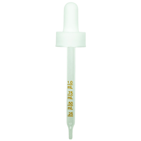 NON CRC (Child Resistant Closure) Dropper - White with Measurement Markings on Pipette - 91mm 20-400(1400/case)