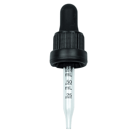 NON CRC + T/E Dropper - Black w/Markings on Pipette - 65mm 18-415(1800/pcs)