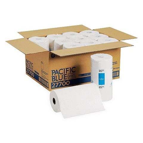 Pacific Blue Select White Kitchen Paper Towel Roll, 2-Ply, 11" × 8 13/16", 250 Sheets/Roll - (12/Case) 27700