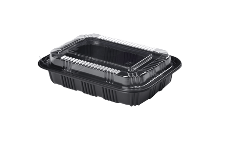 Rectangular Black Plastic Containers with lids 7.2" x 5.1" x 1.8" - (500/Case)