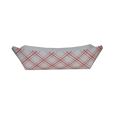 SQP 10 lb. Red Plaid Paper Food Tray, #1000, 11 1/4" × 8 1/2" × 3" - (250/Case) 8110