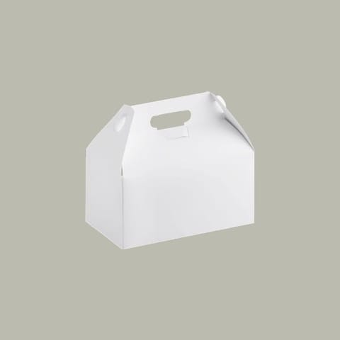 SQP 10 lb White Barn Take-Out Box with Handle, 9 1/2" x 5" x 5" - (125/Case) 3612