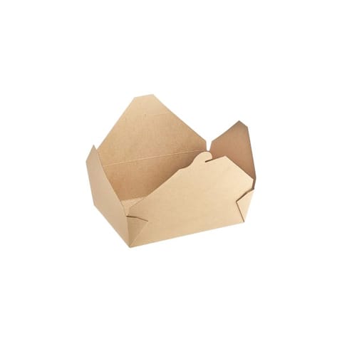SQP 100360 Eco-Box Kraft Paper Take-Out Container, #3, 7 3/4" × 5 1/2" × 2 1/2" - (200/Case)