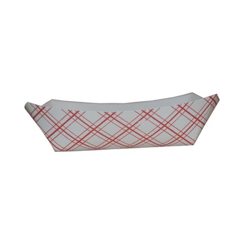 SQP 1 lb. Red Plaid Paper Food Tray, #100, 6 1/2" × 4 3/8" × 1 1/2" - (1000/Case) 8761