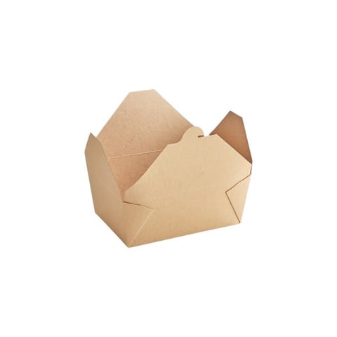 SQP Kraft Paper Take-Out Container, #4, 4 3/8" x 3 1/2" x 2 1/2" - (160/Case) 100460