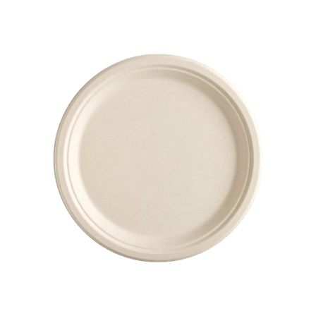 10" Light Brown Sugarcane Bagasse Round Plates - (500/Case)