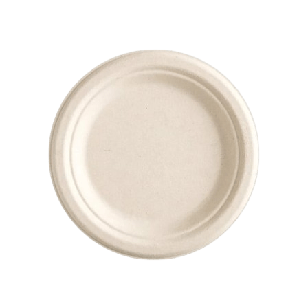 7" Light Brown Sugarcane Bagasse Round Plates - (1000/Case)