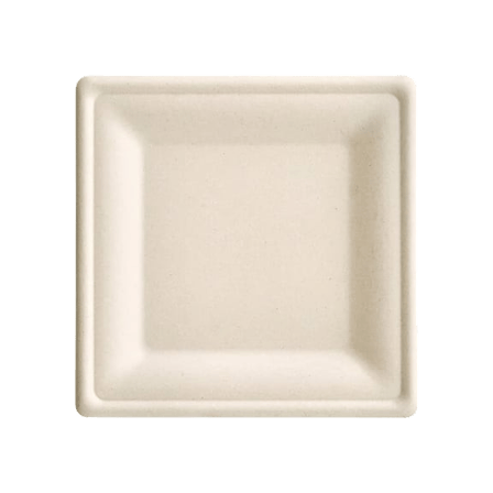 8" x 8" Light Brown Sugarcane Bagasse Blend Square Plate - (500/Case)