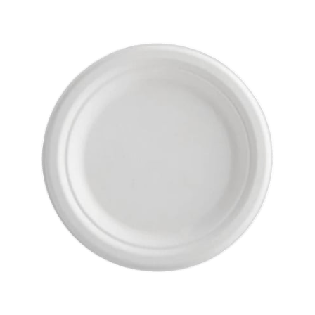 7" White Sugarcane Bagasse Round Plates - (1000/Case)