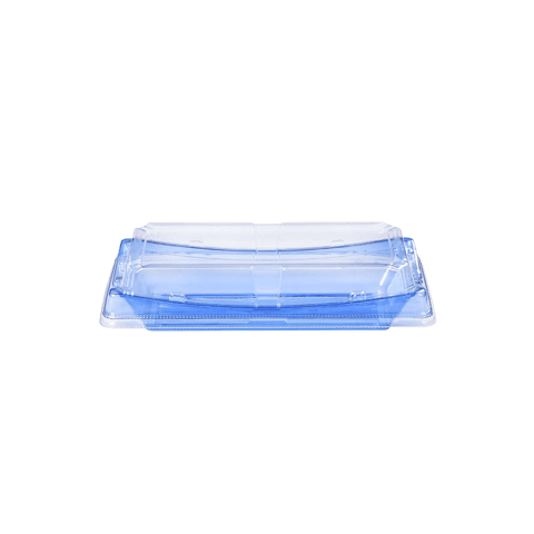 Blue Plastic PET Take Out Sushi Containers with Lids 9.44" x 4.56" x 1.96" - (360/Case)