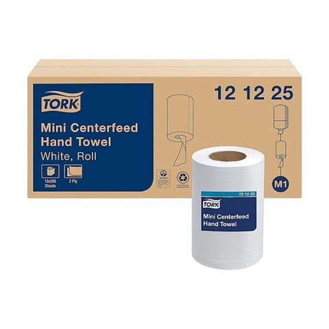 Tork Advanced Mini White CenterPull Paper Towel Roll, 2-Ply, 8 5/16" × 11 13/16", 266 Sheets/Roll - (12/Case) 121225
