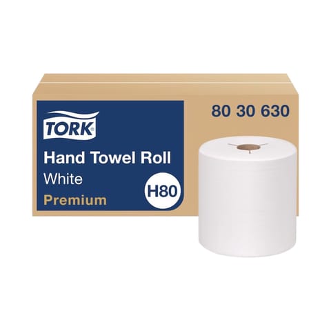 Tork Premium 8" White Hardwound Paper Hand Towel Roll, 1-Ply, 600 feet - (6/Case) 8030630