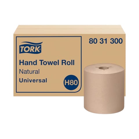 Tork Universal 8" Natural Hardwound Paper Hand Towel Roll, 1-Ply, 800 feet - (6/Case) 8031300