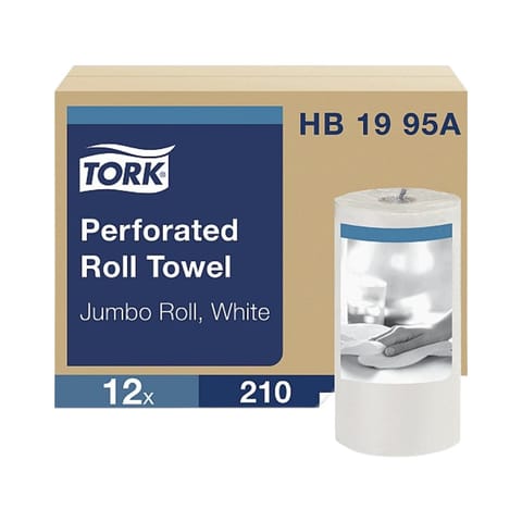 Tork Universal White Perforated Jumbo Paper Towel Roll, 2-Ply, 11" x 9", 210 Sheets/Roll - (12/Case)  HB1995A
