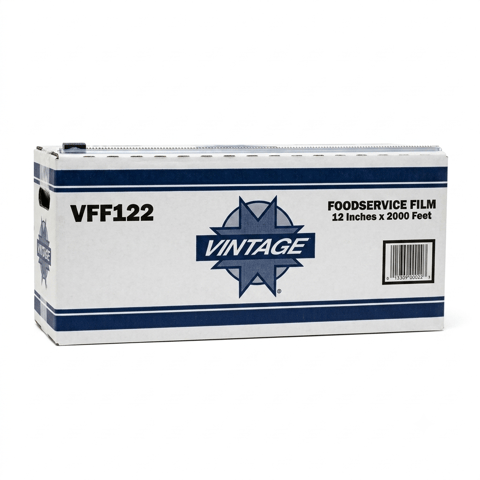 Vintage 12" x 2000' Foodservice Cling Film with Metal Serrated Cutter - (1/Case) VFF122