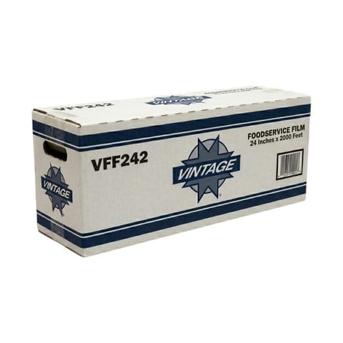 Vintage 24" x 2000' Foodservice Cling Film with Metal Serrated Cutter - (1/Case) VFF242