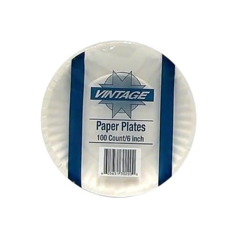 Vintage 6" Uncoated White Paper Plate - (1000/Case) 30200