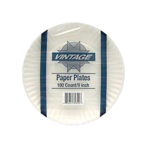 Vintage 9" Uncoated White Paper Plate - (1200/Case) 30300