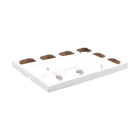 White Cupcake Insert, Standard, Holds 12 Cupcakes, 13 7/8″ x 9 7/8″ x 7/8″ - (200/Case) CC1410S-12