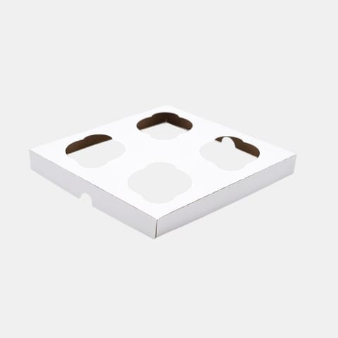 White Cupcake Insert, Standard, Holds 4 Cupcakes, 7 7/8″ x 7 7/8″ x 7/8″ - (200/Case) CC88S-4