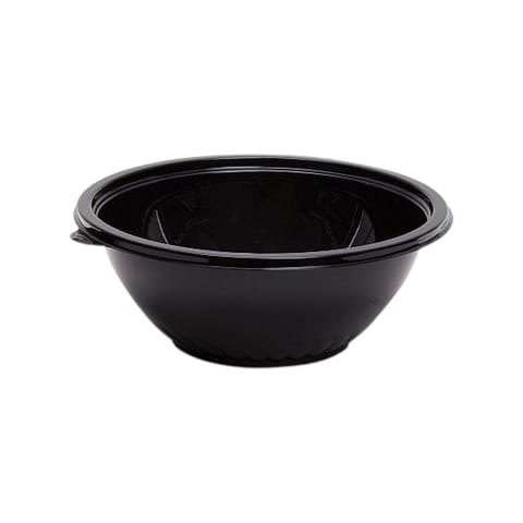 WNA Caterline APB80BL Pack n’ Serve Black Round PET Plastic Bowl, 80 oz - (25/Case)