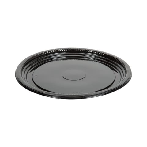 WNA Caterline Casuals 12" Black Round PET Plastic Catering Tray - (25/Case) A512PBL