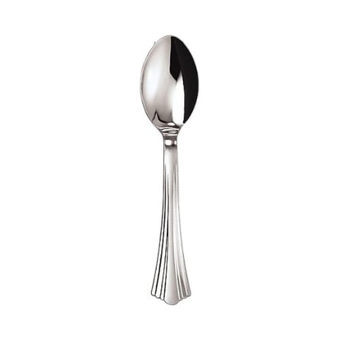 WNA Reflections 6 1/4" Heavy Weight Silver PS Plastic Spoon- (600/Case) 620155