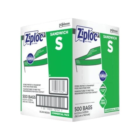 Ziploc Sandwich Bags​ , 1.2 Mil, 6 1/2" x 5 7/8" - (500/Case) 682255