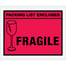 4 1/2 x 5 1/2" Red "Packing List Enclosed - Fragile" Envelopes